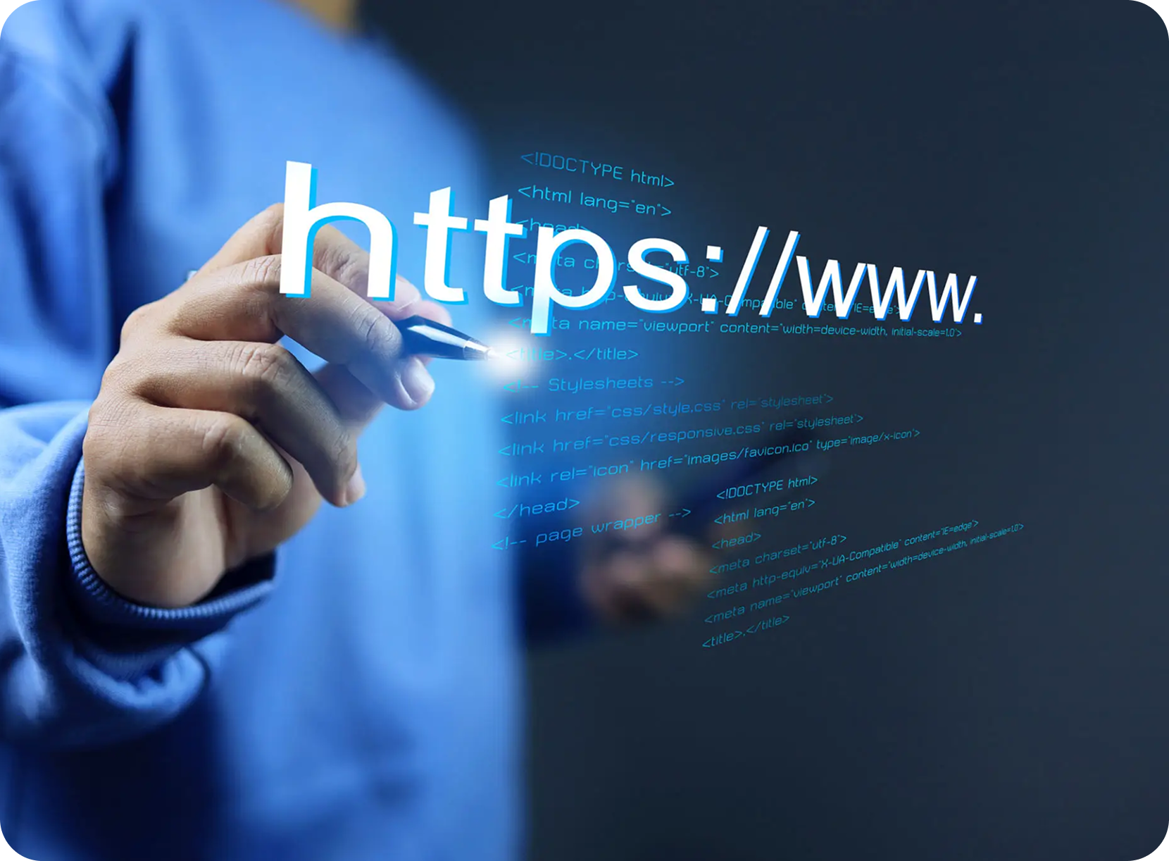 Hand writing "https://www" with pen