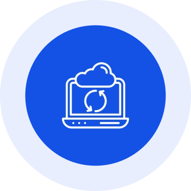 Blue cloud sync laptop icon