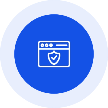 Browser window security icon with shield
